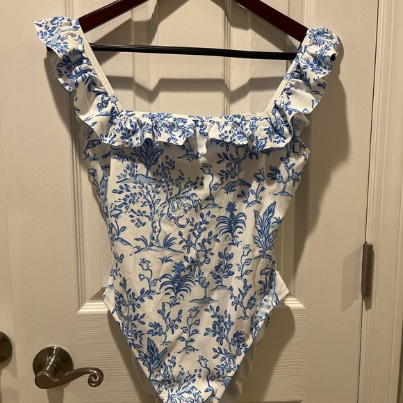 Lilly Pulitzer Blue Floral One-Piece Swimsuit - Picture 1 of 3